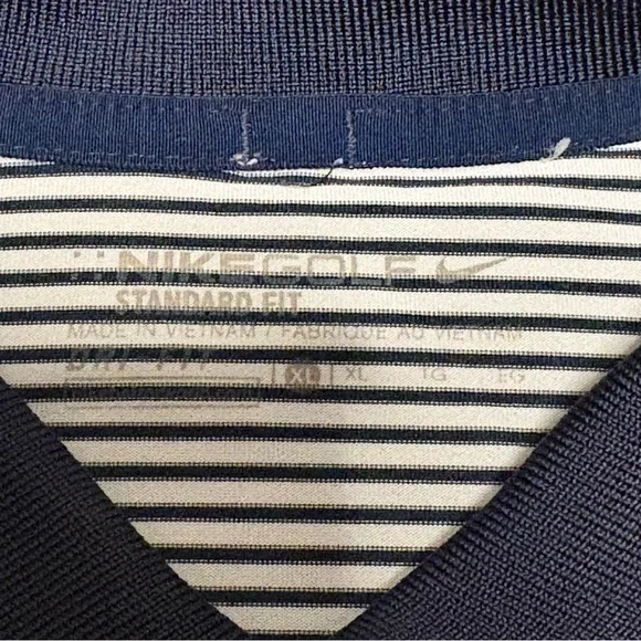 Nike Golf Polo Navy Blue and White Striped Jesuit golf Men’s XL - Picture 6 of 11